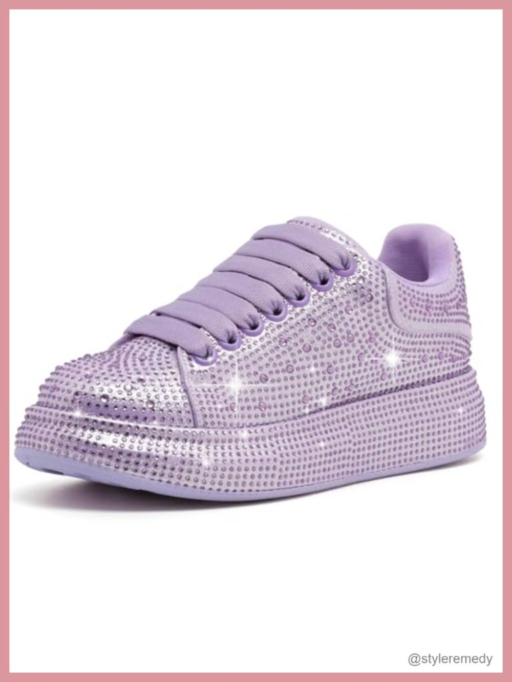 Rhinestone Platform Glitter Sneakers Lace-Up Comfort Walking Wedding Shoes